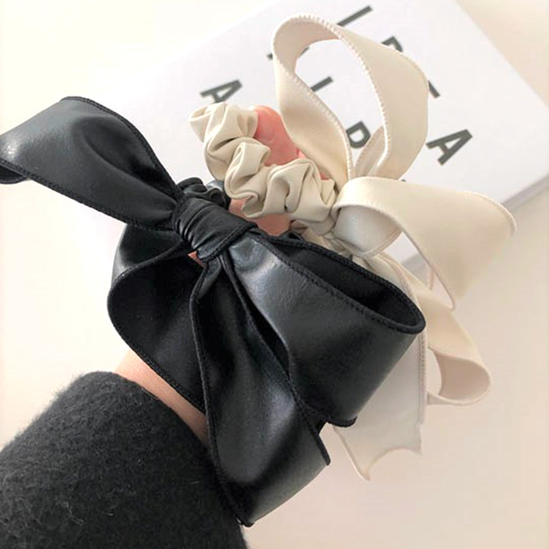 Hair scrunchy- Leatherette Ribbon