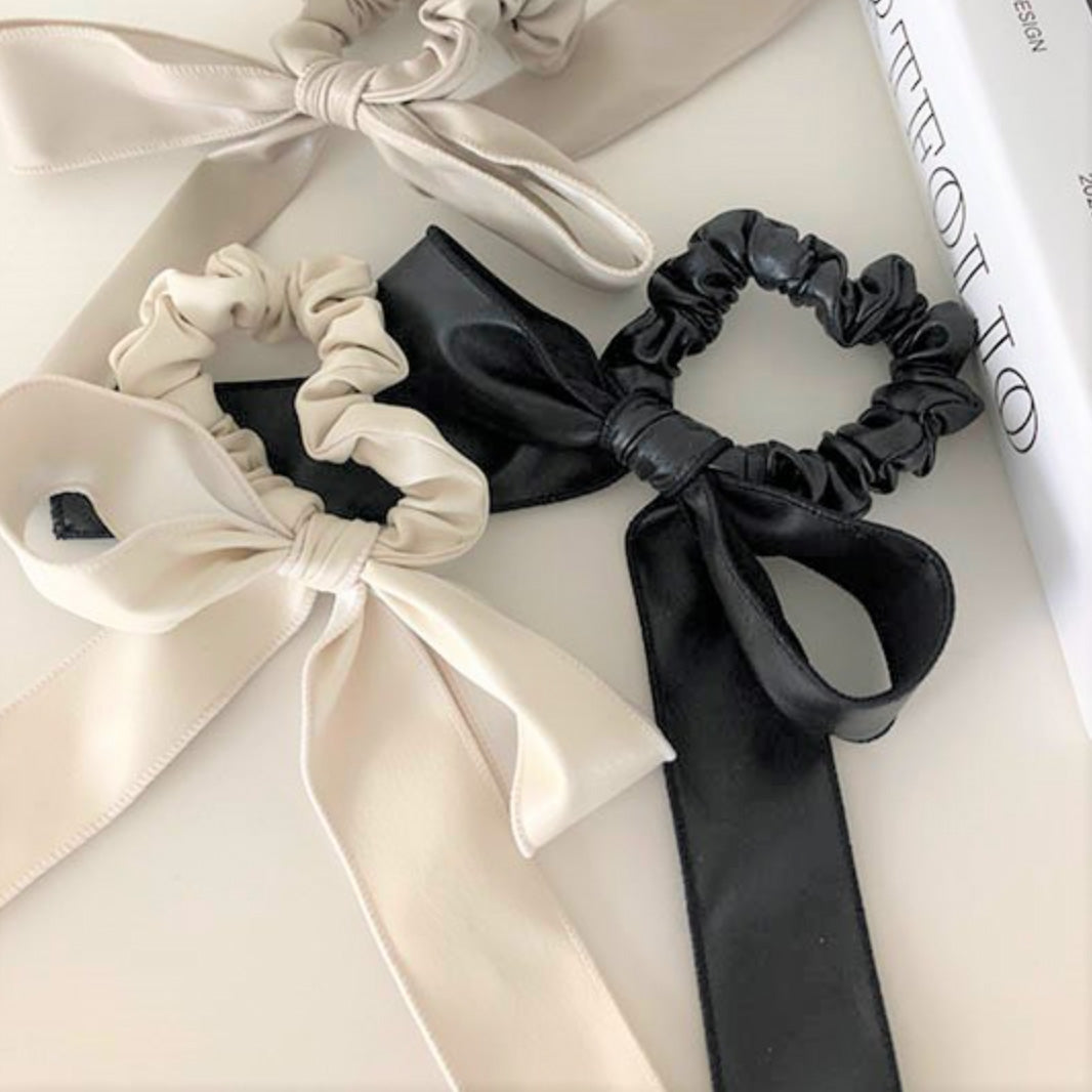 Hair scrunchy- Leatherette Ribbon