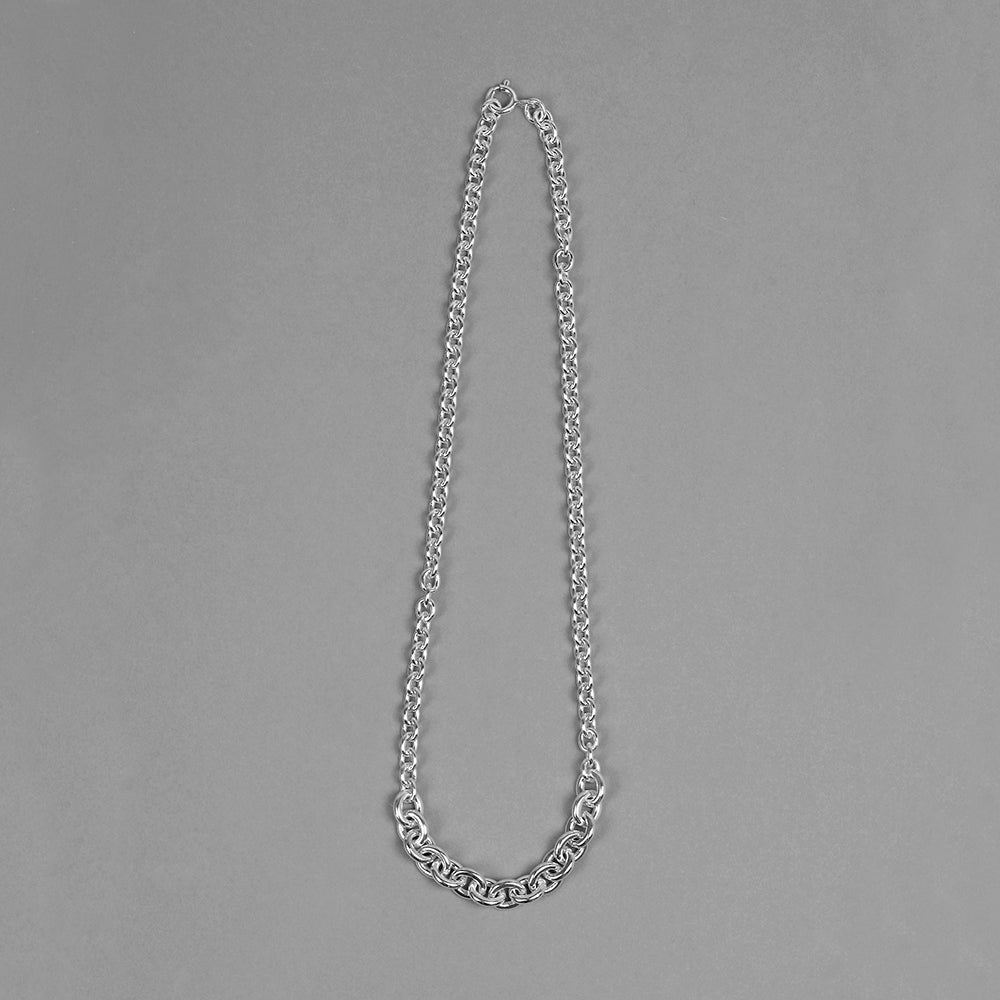 Chipe Chirit handmade silver connect chain necklace with grey background