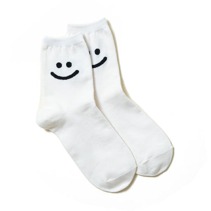 white smiley face Korean women's ankle socks 