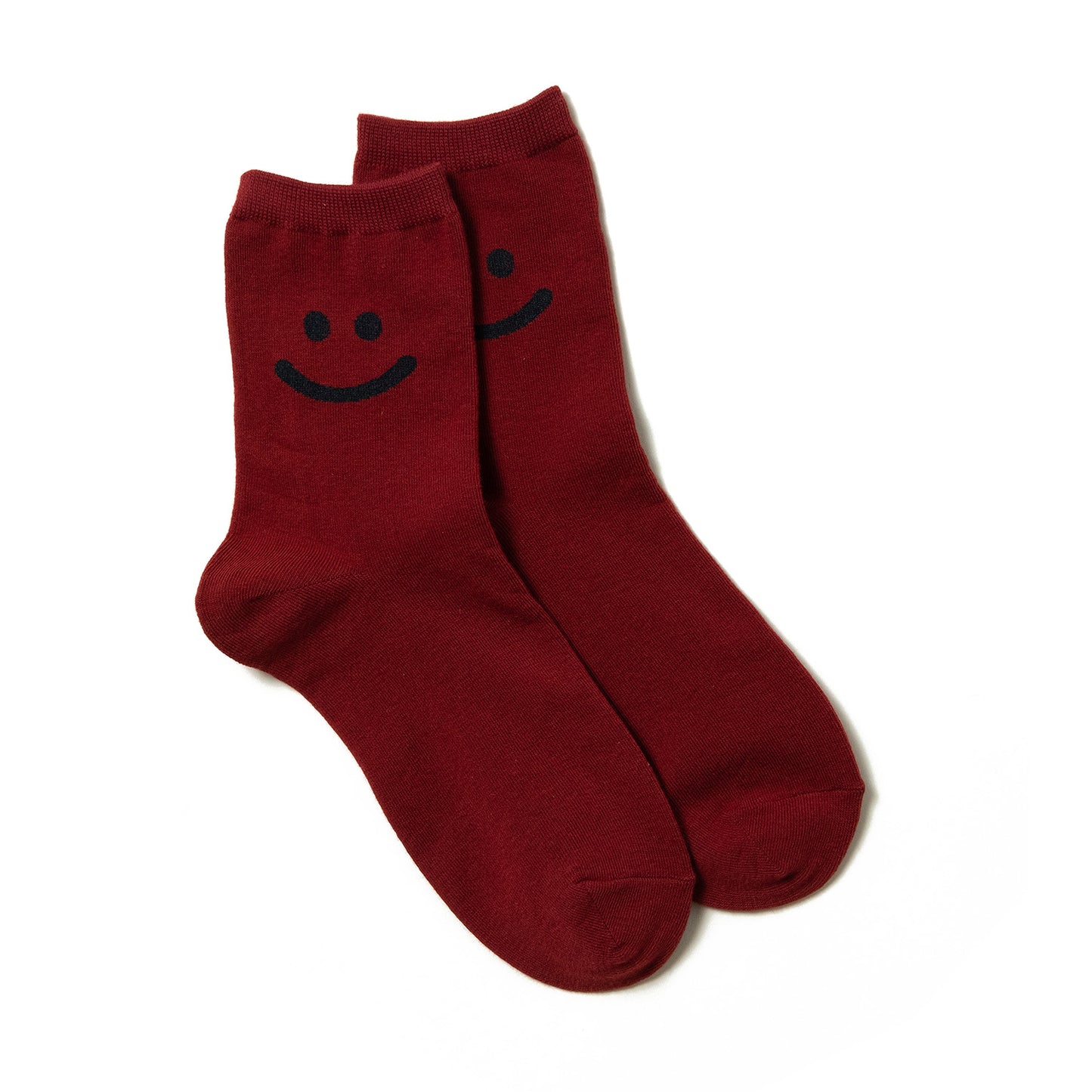 red smiley face korean women's ankle socks