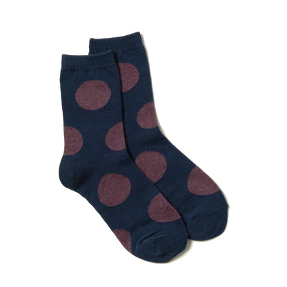 Soft and stylish navy ankle socks with red polka dots