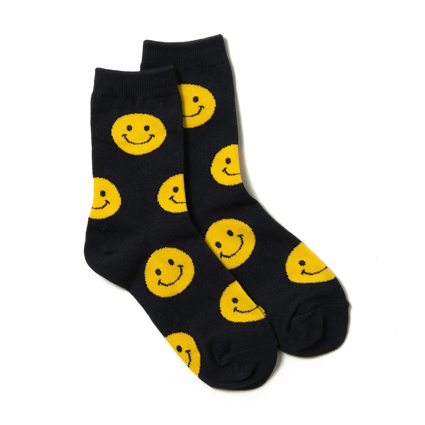 Black yellow smiley face polka dots korean women's ankle socks